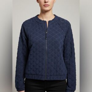 ✨ Anthropologie Navy Blue Embroidered Zip-Front Jacket – Size XL – NWOT ✨